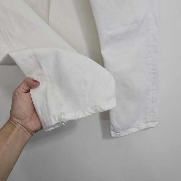 Agolde Riley Crop Jeans in white Flawed high-rise straight leg some stretch - Picture 6 of 13